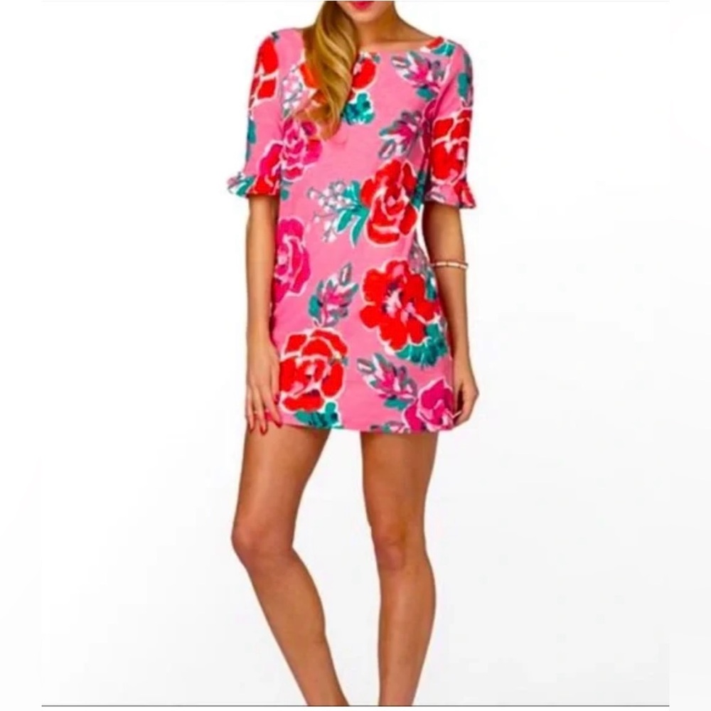 Lilly Pulitzer dress size medium bright pink floral Somerset cotton dress 🩷🩷